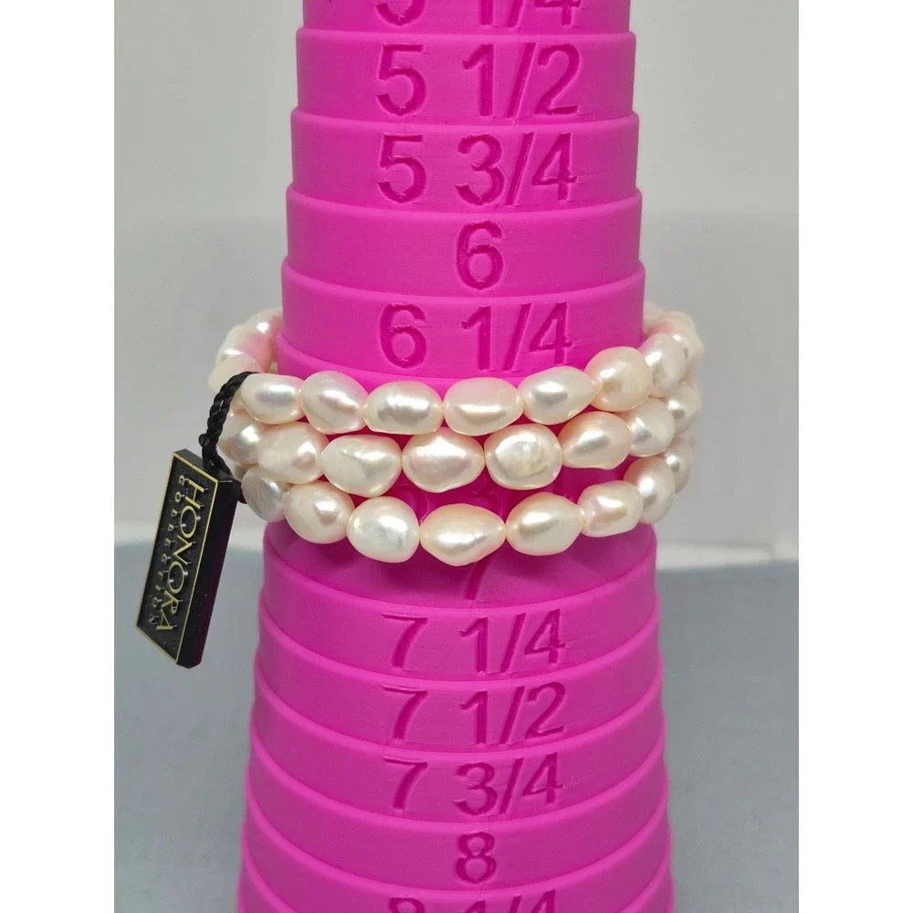 Freshwater‎ Pearl Bracelet Triple Strand Stretch White Baroque Cultured Jewelry